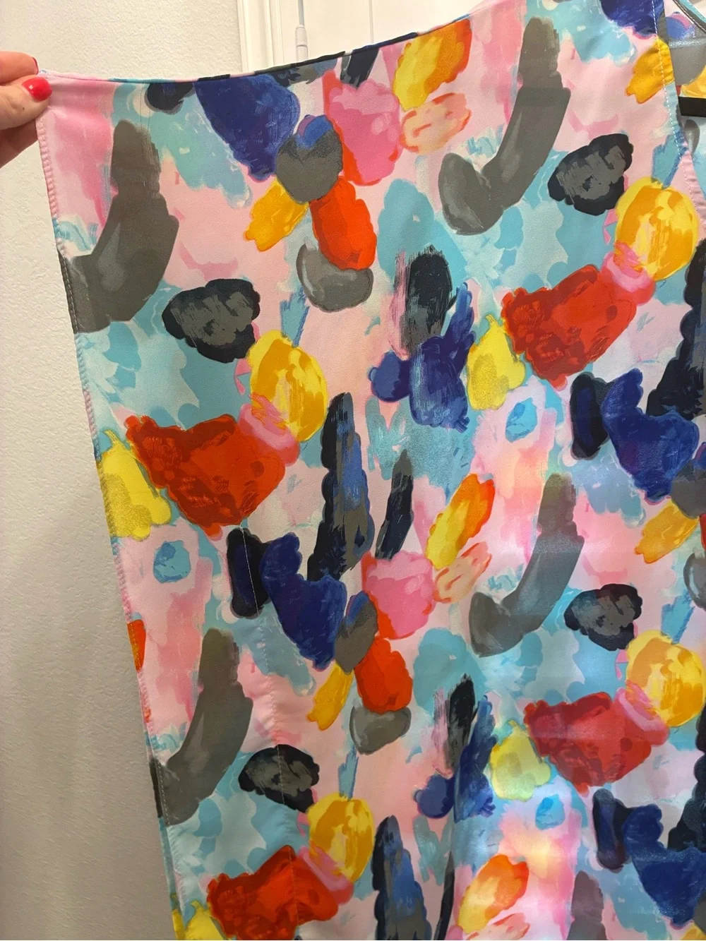 Buddy Love Multicolor Watercolor Print Top — Blue Pink Yellow